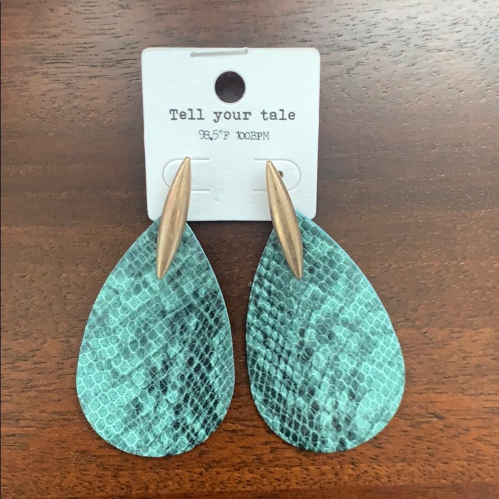 Turquoise Faux Snake Skin Earrings